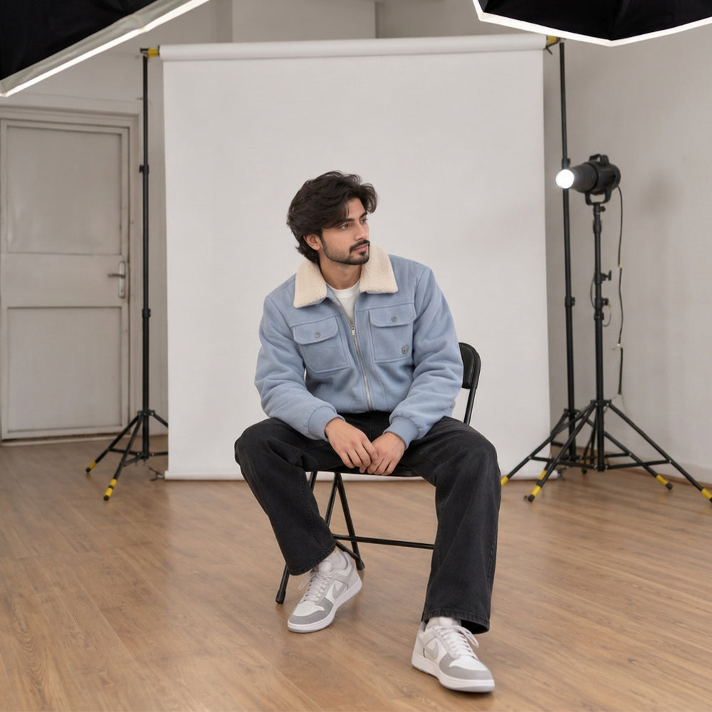 Premium Men’s Suede Jacket | Stylish Sherpa Collar, Warm & Comfortable Casual Wear