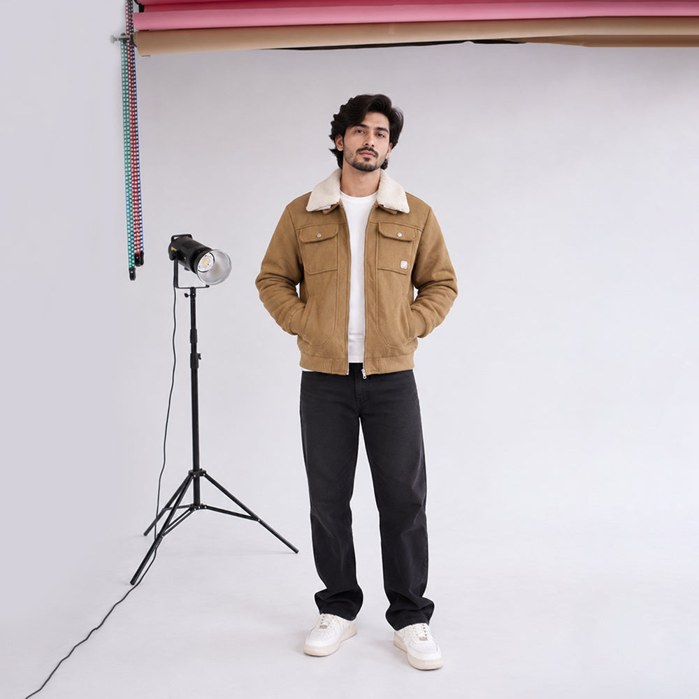Men’s Suede Jacket | Stylish Sherpa Collar, Warm & Comfortable Casual Wear