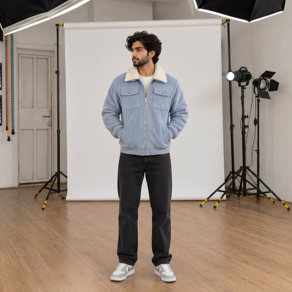 Premium Men’s Suede Jacket | Stylish Sherpa Collar, Warm & Comfortable Casual Wear