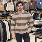 Premium Men’s High-Neck Striped Sweater | Stylish, Comfortable & Modern Casual Wear