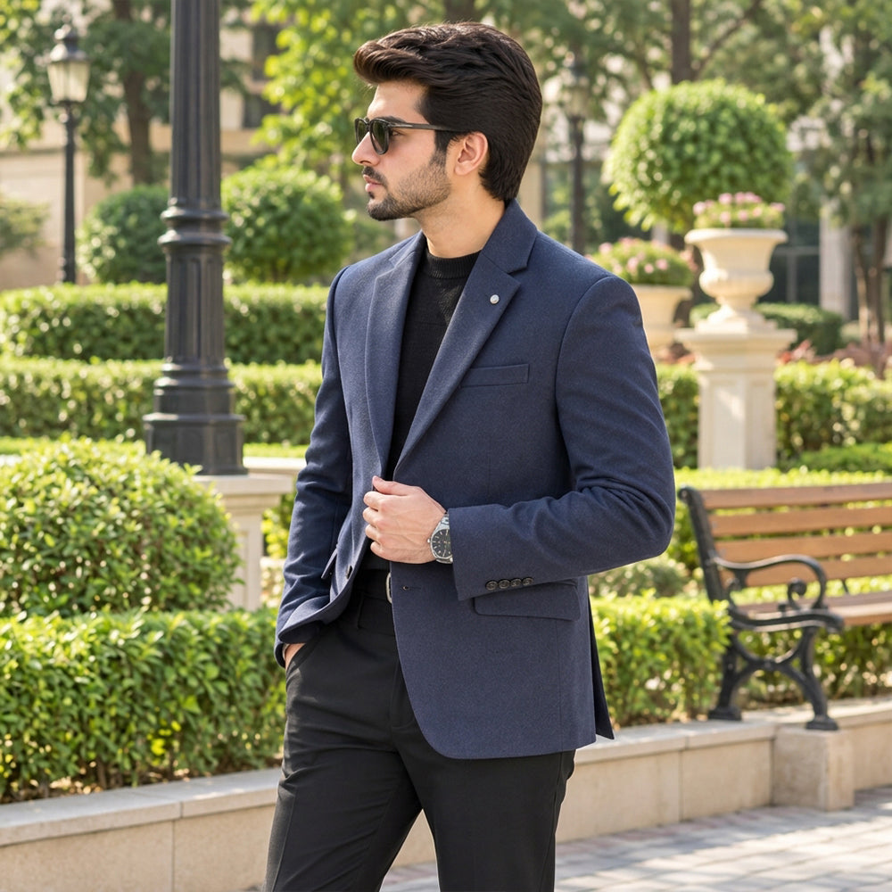 Premium Imported Fabric Navy Blue Men’s Blazer | Stylish Formal & Smart Casual Blazer