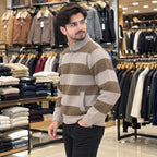 Premium Men’s High-Neck Striped Sweater | Stylish, Comfortable & Modern Casual Wear