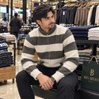 Premium Men’s High-Neck Striped Sweater | Stylish, Comfortable & Modern Casual Wear