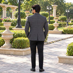 Premium Imported Fabric Charcoal Grey Check Blazer for Men | Stylish Formal Wear