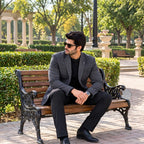 Premium Imported Fabric Charcoal Grey Check Blazer for Men | Stylish Formal Wear