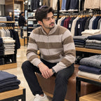 Premium Men’s High-Neck Striped Sweater | Stylish, Comfortable & Modern Casual Wear
