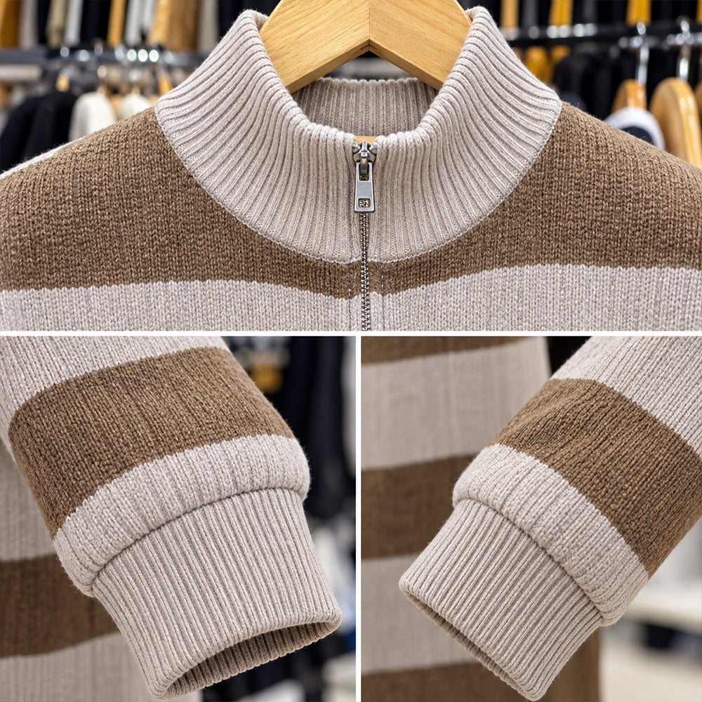 Premium Men’s High-Neck Striped Sweater | Stylish, Comfortable & Modern Casual Wear