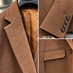 Men's Camel Brown Textured Jute Blazer | Slim Fit Casual & Formal Suit Jacket